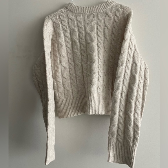 Women's Cable Crewneck Pullover Sweater - A New Day in Oatmeal - Picture 2 of 4